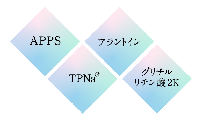 「APPS」「TPNa®」「アラントイン」「グリチルリチン酸2K」